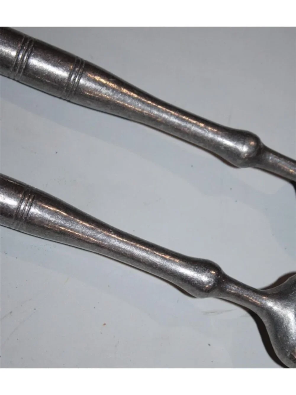 Vintage Heavy Weight Spoon Fork Salad Serving Metalware Pewter Style Colonial
